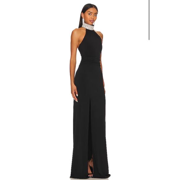 NWT CINQ A SEPT Izzy Embellished Turtleneck Sleeveless Gown with Train Size 4 $6 - Picture 2 of 9